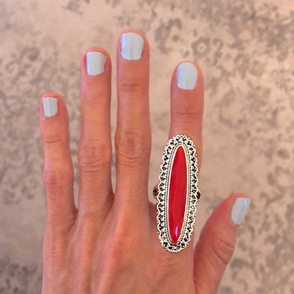 Red Boho Statement Ring - Picture 1 of 8